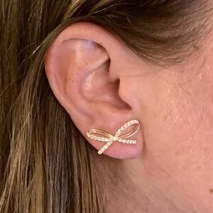 Diamond Bow Stud Earrings 14k Gold 0.5 TCW Certified $3,950 111897
